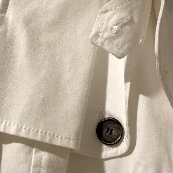 Zara White Trench Coat Jacket Banana Republic MK Kors H&M J Crew Loft M/L 6/8 - Picture 11 of 13